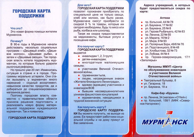 Городская карта поддержки мурманск